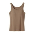thumbnail image 1 of Ribbed Cotton Tank Top with Built in Bra for Women Shelf Bra Camisole Tops Workout Tops Cami Bra Padded Tank Top Sports Bras Light Brown L, 1 of 6