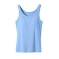 thumbnail image 1 of Ribbed Cotton Tank Top with Built in Bra for Women Shelf Bra Camisole Tops Workout Tops Cami Bra Padded Tank Top Sports Bras Sky Blue M, 1 of 7