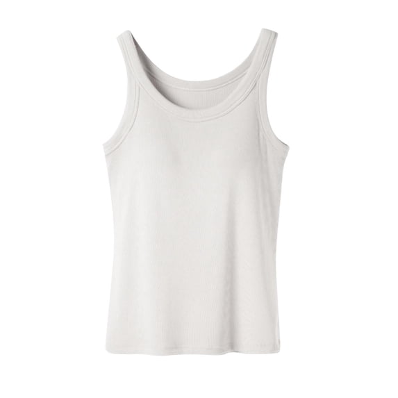Ribbed Cotton Tank Top with Built in Bra for Women Shelf Bra Camisole Tops Workout Tops Cami Bra Padded Tank Top Sports Bras White XL