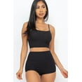 thumbnail image 1 of Ribbed Crop Cami Top and Ruched Shorts Set, 1 of 11