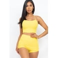 thumbnail image 1 of Ribbed Crop Cami Top and Ruched Shorts Set, 1 of 11