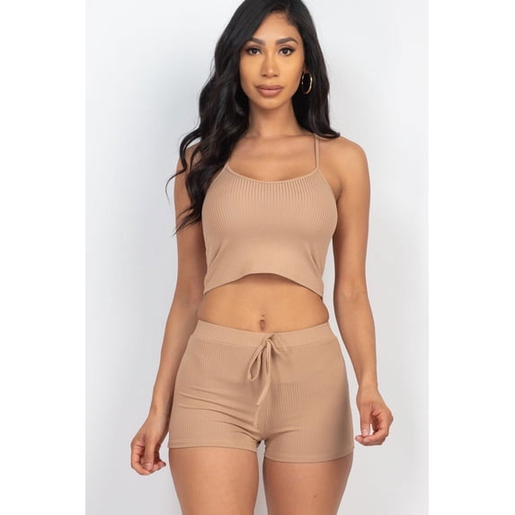 Ribbed Crop Cami Top and Shorts Ensemble