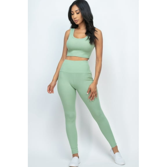 Ribbed Crop Top & Leggings Set