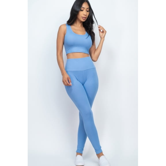 Ribbed Crop Top & Leggings Set