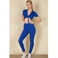 thumbnail image 1 of Ribbed Crop Top with Tie Front & Leggings Set featuring Ruched Hem, 1 of 10