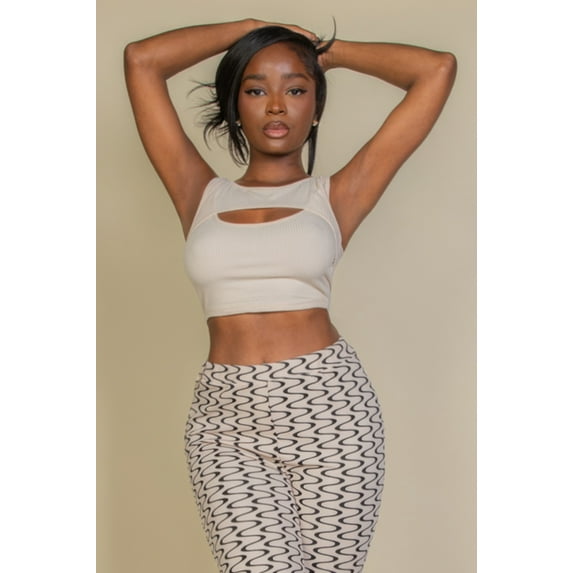 Ribbed Cut Out Front Crop Top