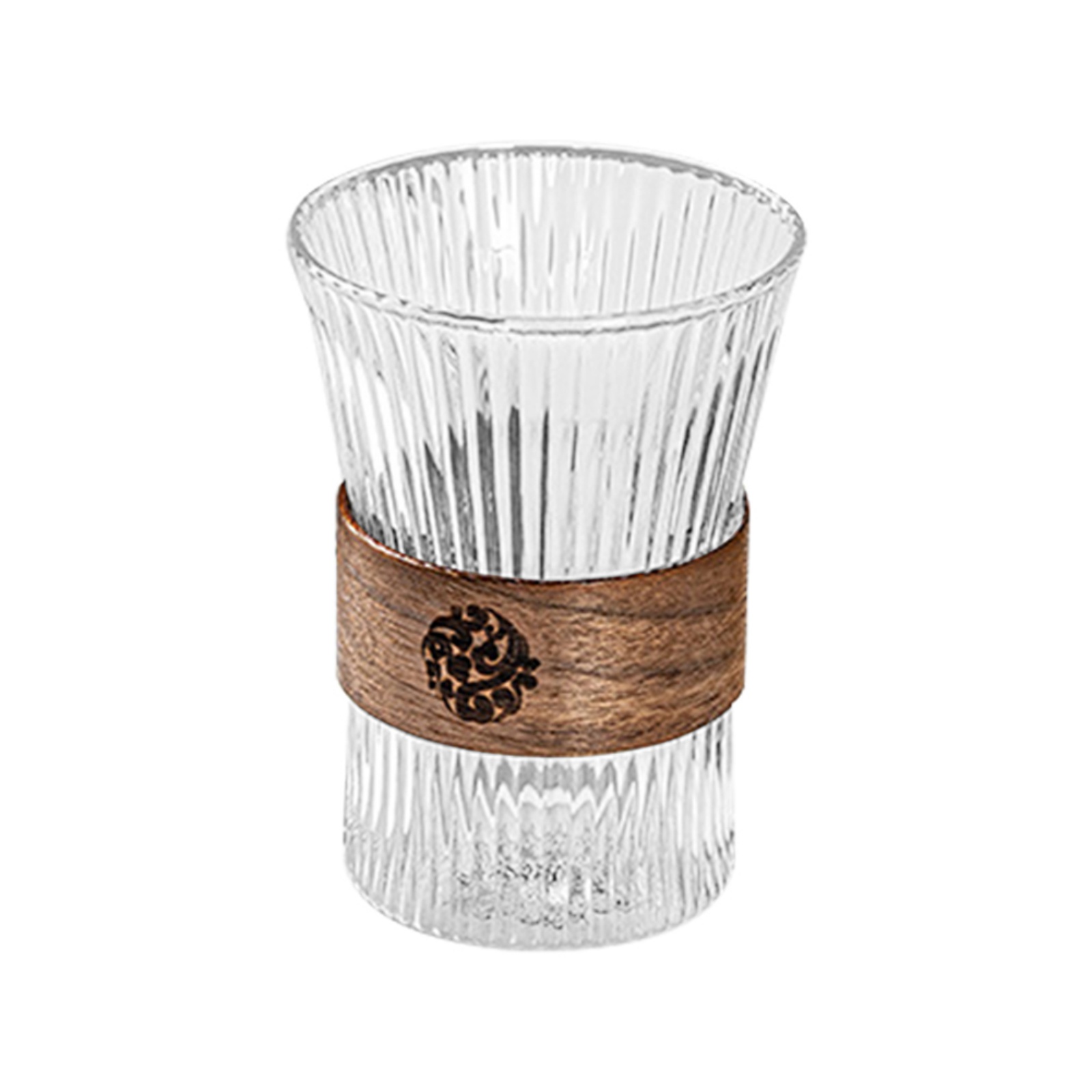 Ribbed Drinking Glass Cup, Open-Topped Cup 10.15 oz Drinking Glasses ...