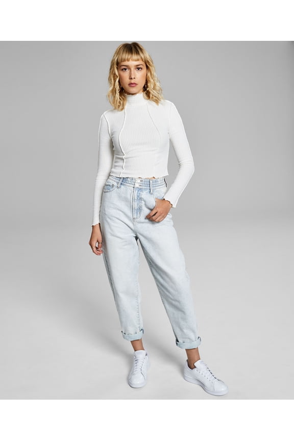 Ribbed Exposed-Seam Top Cream S