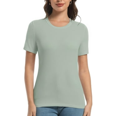 Ribbed Fitted Tees for Women, Crew Neck Summer T-Shirt, Versatile Fashion Tops