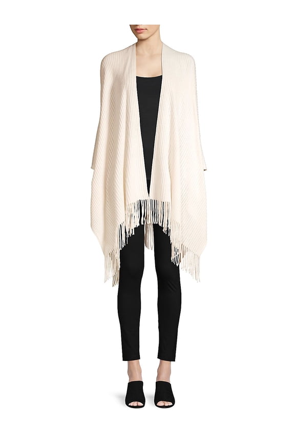 Ribbed Fringe Ruana Wrap