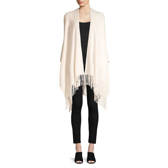 Ribbed Fringe Ruana Wrap