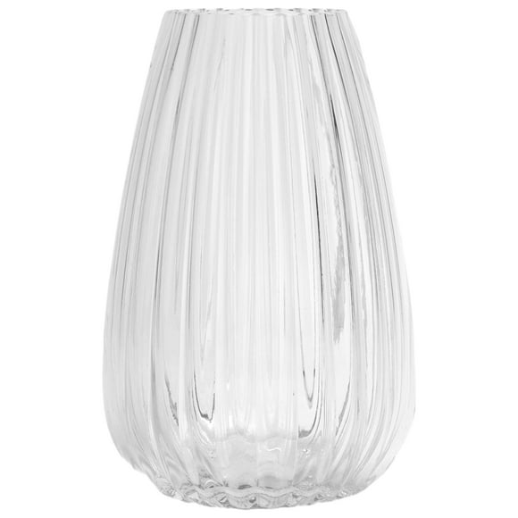 Ribbed Clear Glass Tabletop Vase, 8"