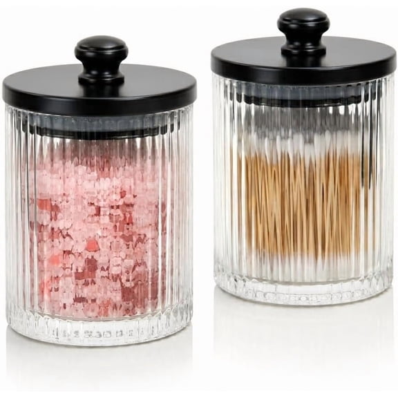 Ribbed Glass Bathroom Jars