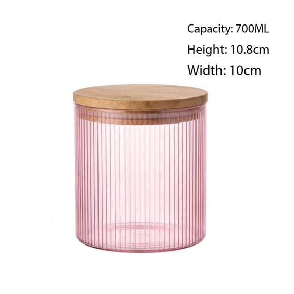 Ribbed Glass Jar with Bamboo Lid - Elegant Storage Solution