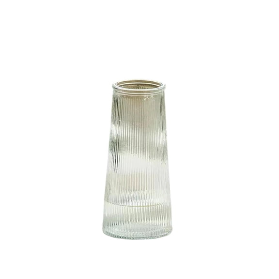 Ribbed Glass Vase 10 Inch Clear Textured Flower Vase Decorative Fluted Centrepiece for Pampas Grass Eucalyptus Home Table Decor Clear Single Pack