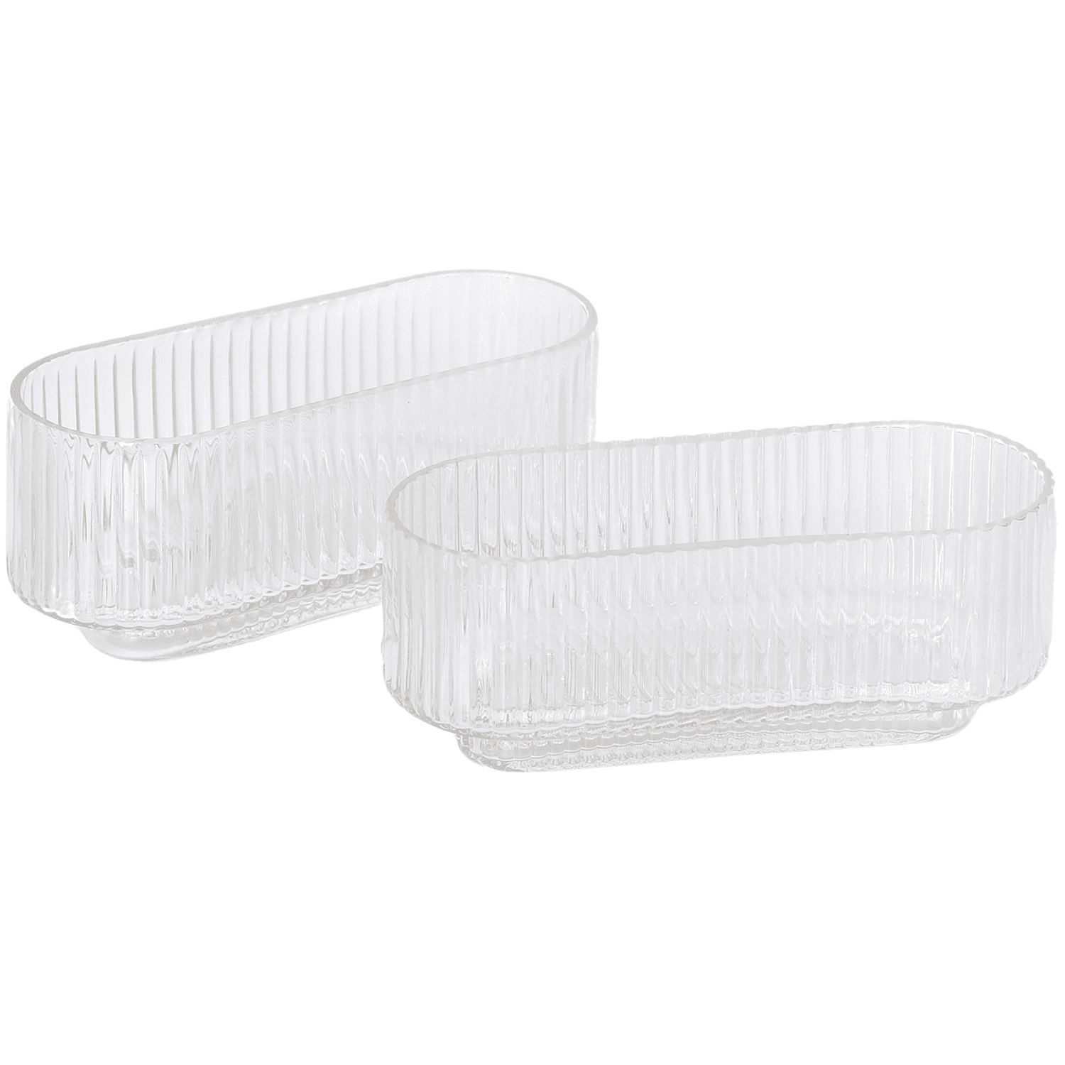 Ribbed Glass Vase, Fluted Glass Vase Set of 2, Ribbed Vase, Clear Vase