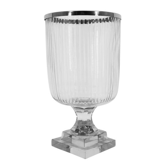 Ribbed Glass Vase with Silver Trim by Ashland - Spring Home Decor