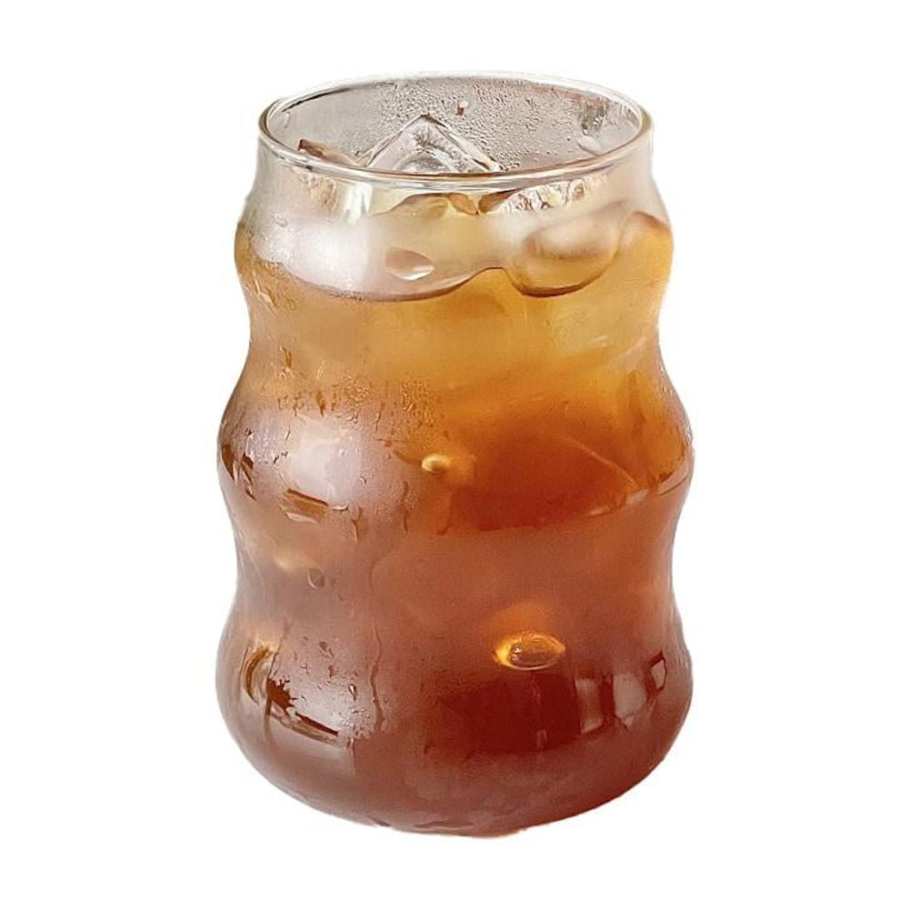 Vintage Ribbed Glass Cups 2-Pack - 530ml Ripple Design For Cocktails & Coffee