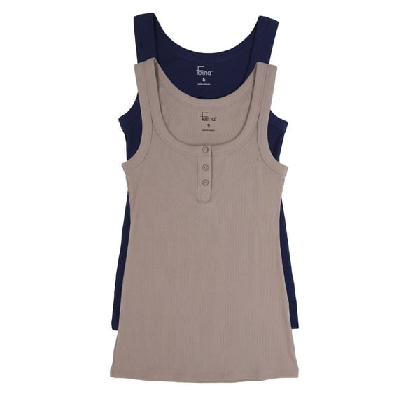 Ribbed Henley Tank 2-Pack | Felina (Marina, Small)