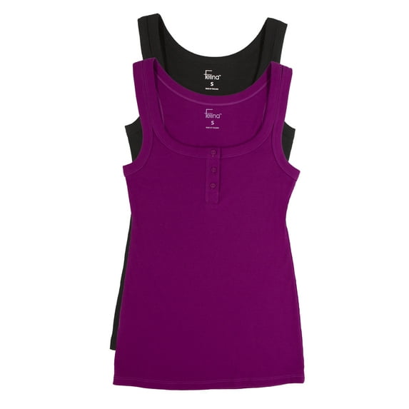 Ribbed Henley Tank 2-Pack | Felina (Miami Nights, Large)