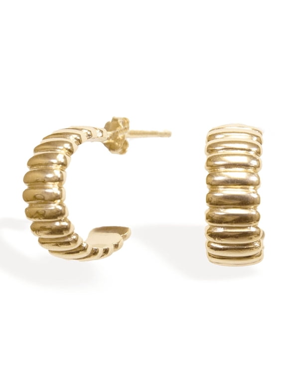Ribbed Huggie Hoop Earring