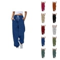 thumbnail image 1 of Ribbed Joggers for Women Fall Winter Elastic High Waist Stretch Soft Loose Jogger Sweatpants with Pockets Jogging Pants, 1 of 7