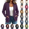 thumbnail image 1 of Ribbed Knit Cardigan Sweaters for Women Zaewscy Women's Fashion Casual Ladies long Sleeve Casual Outwear Jackets Purple M, 1 of 8