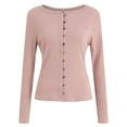 thumbnail image 1 of Ribbed Knit Cardigans for Women Stretch Slim Fitted Open Front Button Down Jackets Long Sleeve Cozy Outerwear, 1 of 9