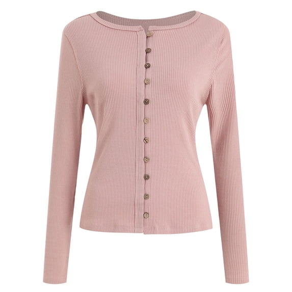 Ribbed Knit Cardigans for Women Stretch Slim Fitted Open Front Button Down Jackets Long Sleeve Cozy Outerwear