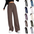 thumbnail image 1 of Ribbed Knit Joggers Women's Wide Leg Pants, Elastic Waist Lounge Pants Sweatpants, Casual Athletic Pull On Pants for Women, Relaxation Gifts for Women | CSEONE,White XL, 1 of 8