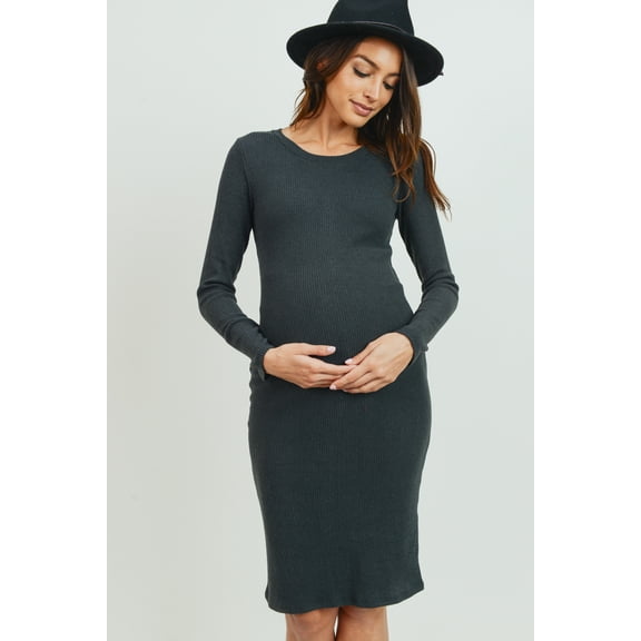 Ribbed Knit Maternity Bodycon Dress