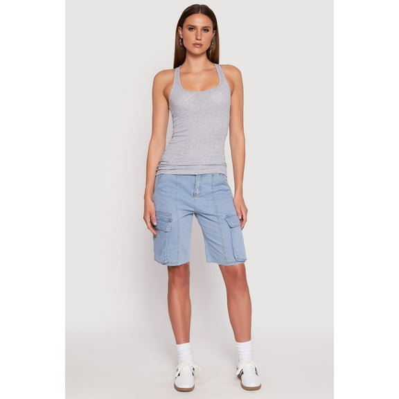 Womens Ribbed Knit Racerback Tank Top