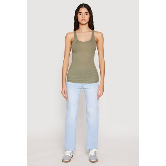 Womens Ribbed Knit Racerback Tank Top