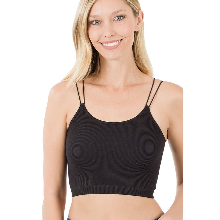 Glassons Camis & Tank Tops, Womens Double Back Strap Super Crop Top in  Black