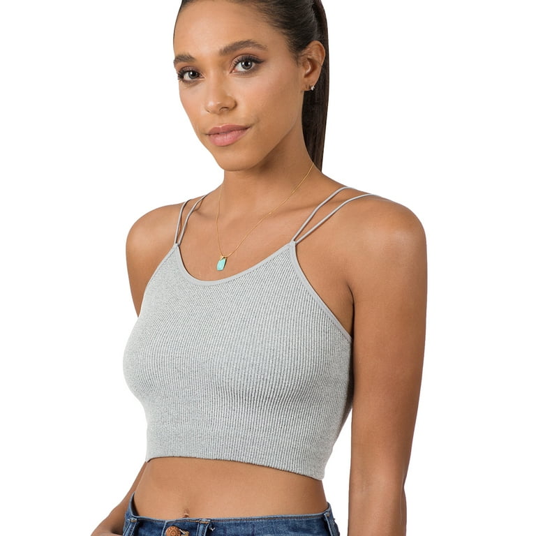 Grey spaghetti hotsell strap crop top