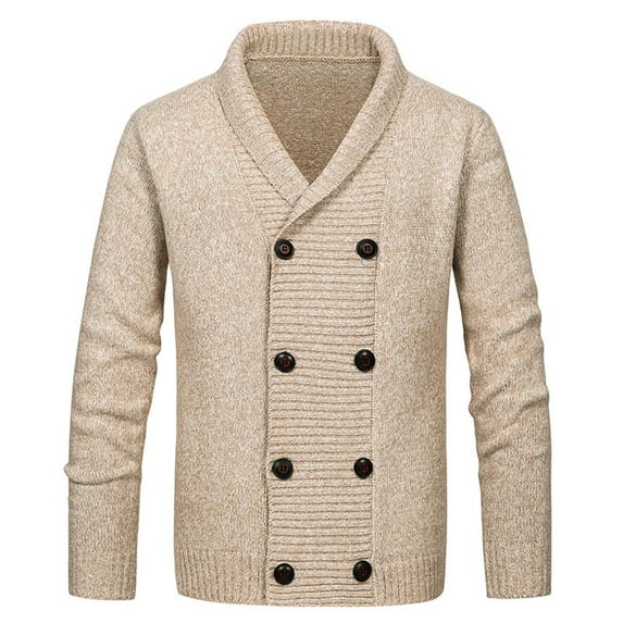 Ribbed Knit Sweater Tops Mens Cable Knit Cardigan Sweater Shawl Collar Loose Fitting Long Sleeve Casual Button Cardigans Sweater Men Sweaters Trendy S-4 Beige 3XL