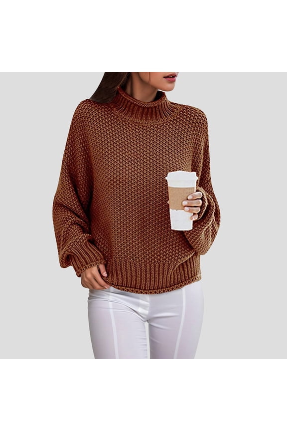 Ribbed Knit Sweaters for Women Thick Thread High Neck Sweaters Fashion Solid Color Fall Long Sleeve Pullovers Top Winter Clothes