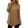 thumbnail image 1 of Ribbed Knit Sweatshirts Women Travel Casual Mock Neck Long Sleeve Solid Color Tunic Sweatshirt Soft Comfy Fleece Loose Sweaters Tops, 1 of 6