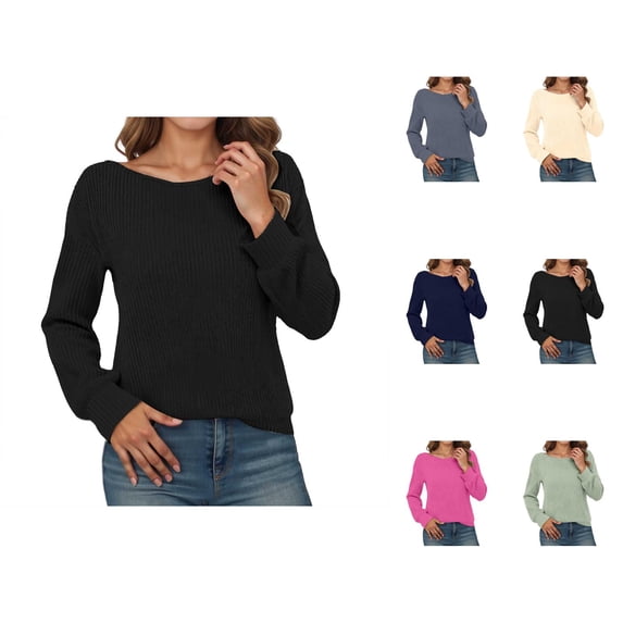Ribbed Knit Sweatshirts for Women 2025 Long Sleeve Crewneck Plain Sweatshirt Pullover Tops Fall Winter Outfits