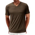 thumbnail image 1 of Ribbed Knit T Shirt for Men Front Pocket Solid Color Tops Dressy Casual Tee with Breathable Clearance Button up Shirts for Men, 1 of 5