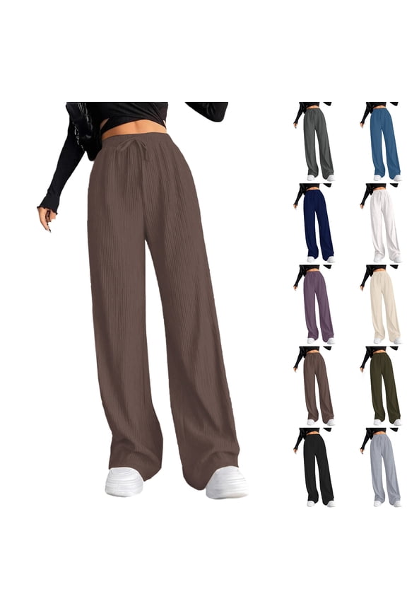 Ribbed Knit Wide Leg Pants, High Waisted Elastic Waist Joggers Sweatpants Lounge Pants, Buttery Soft Casual Daily Athleisure, Relaxation Gifts for Women | CSEONE,Silver XL