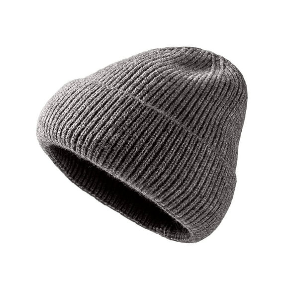 Ribbed Knitted Caps for Men Fleece Lined Beanies Warm Winter Slouchy Beanie Hats Ski Hat Gray