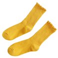 thumbnail image 1 of Ribbed Knitted Lettuces Frilly Cotton Socks for Women and Girls Solid Color Ruffle Short Anklet Socks, 1 of 9