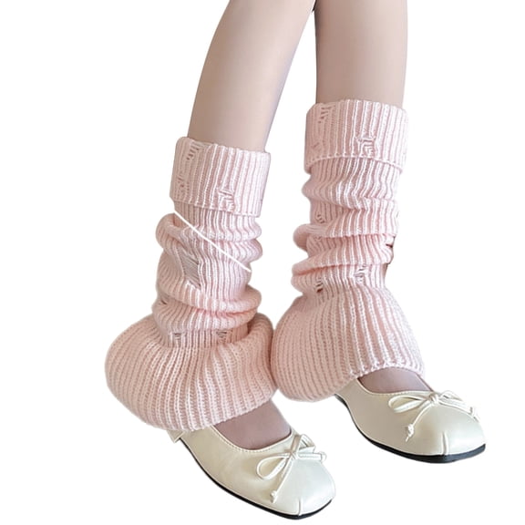 Ribbed Knitted Wide Leg Covers Sleeve Women Girls Punk Distressed Ripped Hole Leg Warmers Flared Long Socks Streetwear