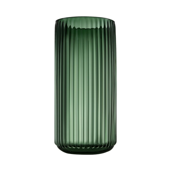 Ribbed Large Green Glass Ribbed Flower Vase for Dinning Table Decor