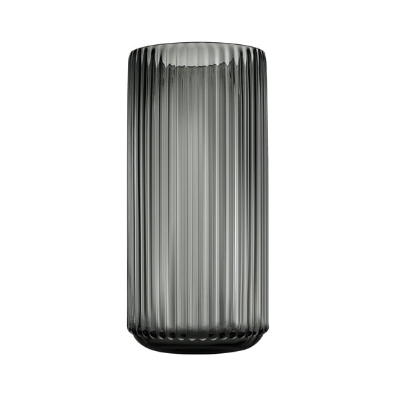 Ribbed Large Grey Glass Ribbed Flower Vase for Dinning Table Decor