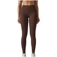 thumbnail image 1 of Ribbed Leggings for Women High Waist Long Yoga Pants Stretchy Butt Lifting Fitness Skinny Leggings Workout Leggings Tights Coffee,L, 1 of 6