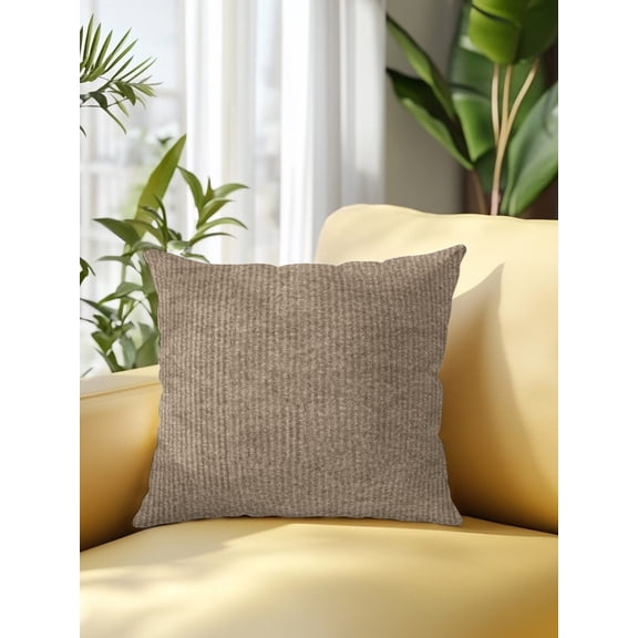 Ribbed Lines Outdoor Throw Pillows with Inserts, Vintage Brown Corduroy Weave Texture 16”x16” Set of 1 Waterproof Decorative Patio Throw Pillow Inserts for Patio Furniture Bench