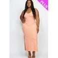 thumbnail image 1 of Ribbed Long Cami Dress with Side Slits, designed for plus sizes, 1 of 9