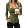 thumbnail image 1 of Ribbed Long Sleeve Tops for Women, Fall Slim Fits Knit Pullover Shirt, Fashion V Neck Casual Elegant Tops, 1 of 8